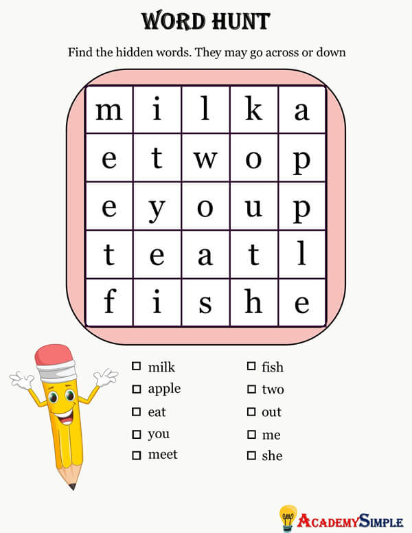 Word Search, Word Hunt for Kids Academy Simple