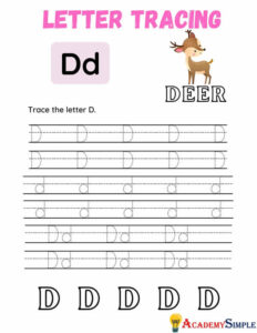 Letter Tracing Worksheet - Trace the Letter D - Academy Simple