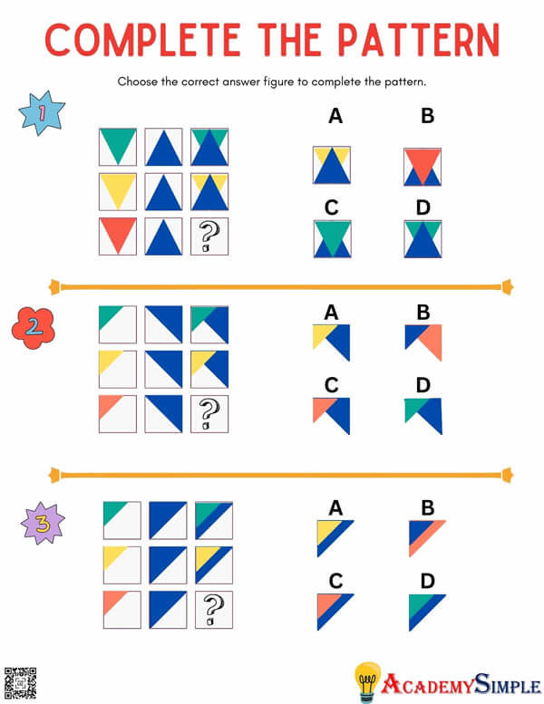 Printable Math Brain Teasers, Pattern Sequence Puzzle #5 - Academy Simple